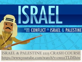 ISRAEL & PALESTINE 2223 CRASH COURSE
https://www.youtube.com/watch?v=1wo2TLlMhiw
 