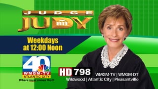 Weekdays
at 12:00 Noon
WMGM-TV | WMGM-DT
Wildwood | Atlantic City | Pleasantville
 