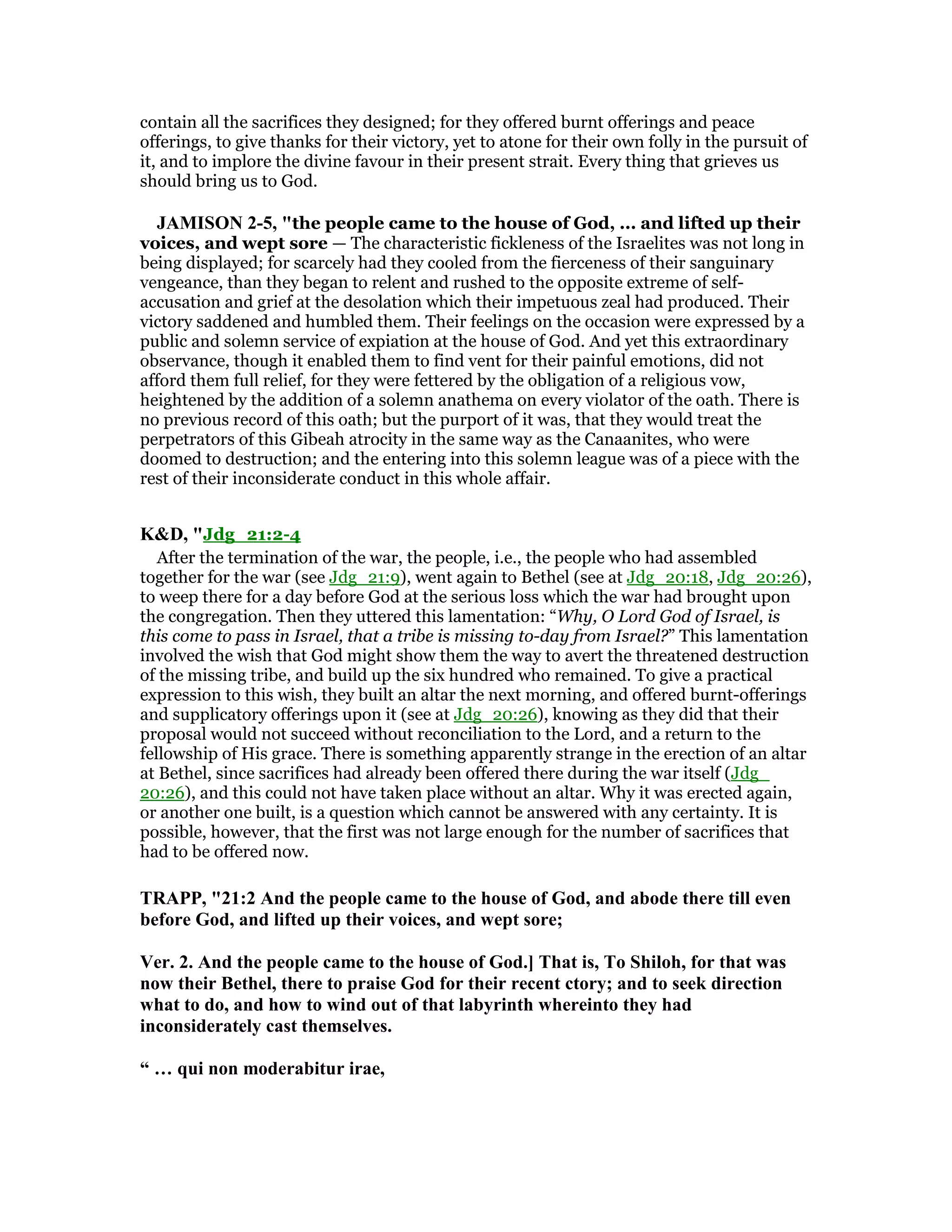 Judges 21 commentary | PDF