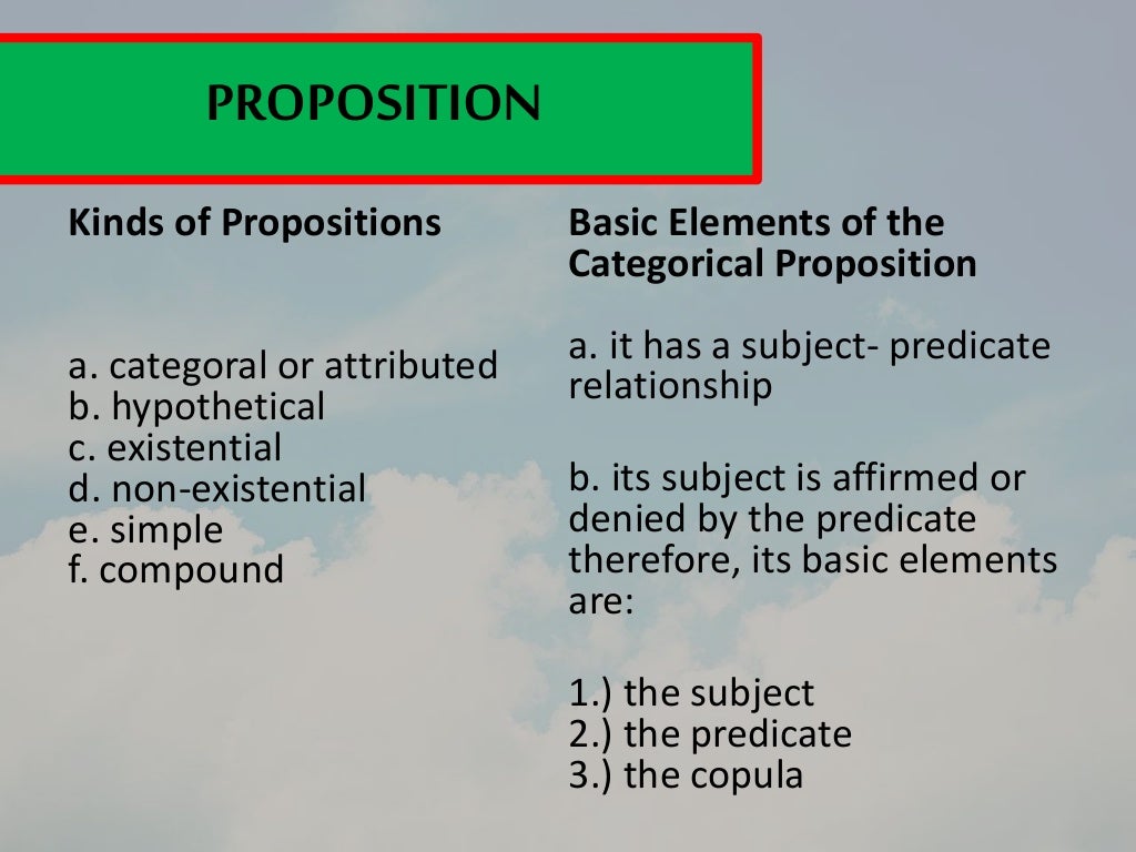 Judgment and proposition or logical statement