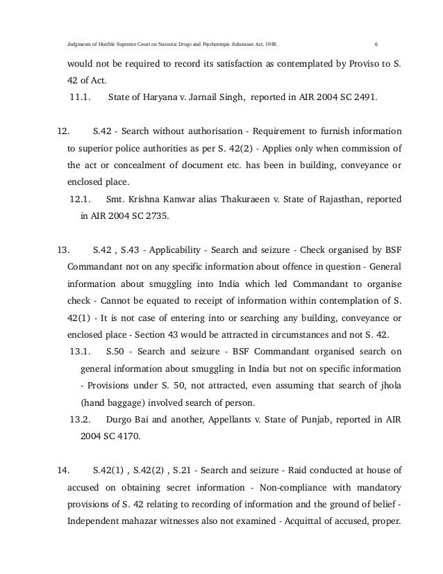 supreme court judgement on ndps cases
