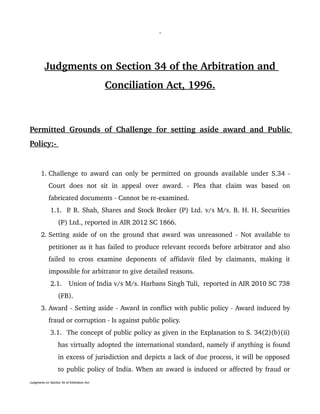 Judgments on section 34 of the Arbitration and Conciliation Act, 1996 | DOC