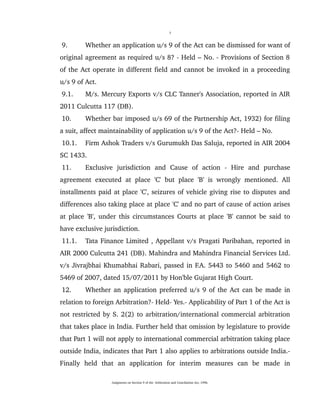 Judgments on section 9 of the Arbitration and Conciliation Act, 1996 | DOC