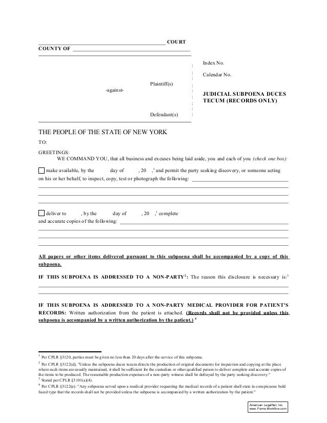 judicial subpoenaducestecumrecordsonly 1 638