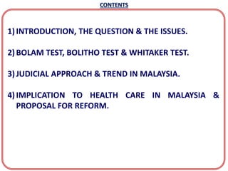 Judicial approach in medical negligence in malaysia | PPTX