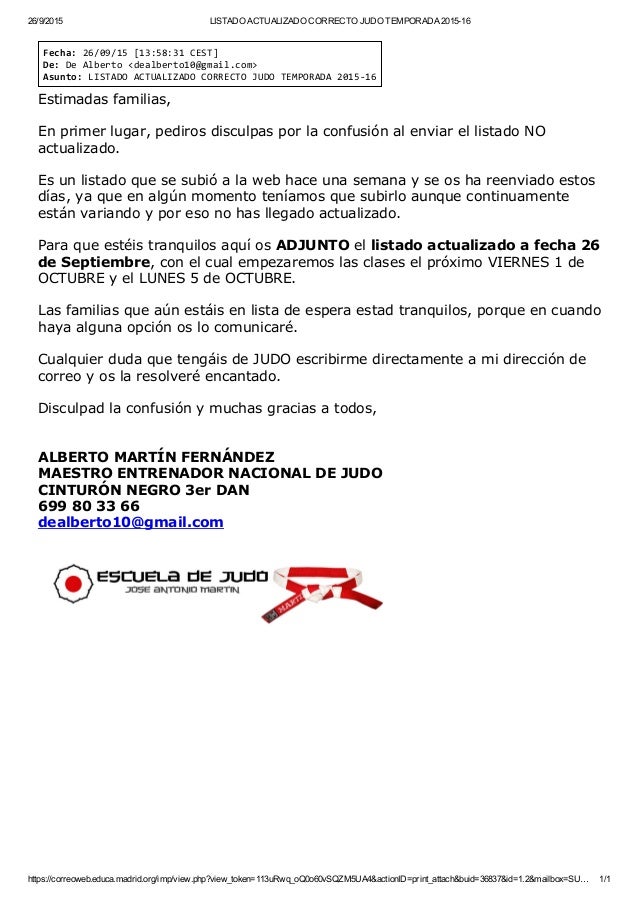 actividad y listados de judo listados