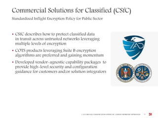 Commercial Solutions for Classified (CSfC)
Standardized Inflight Encryption Policy for Public Sector
• CSfC describes how ...