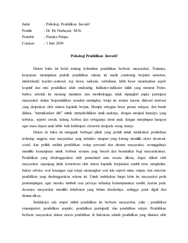 Review Buku Psikologi Pendidikan Inovatif