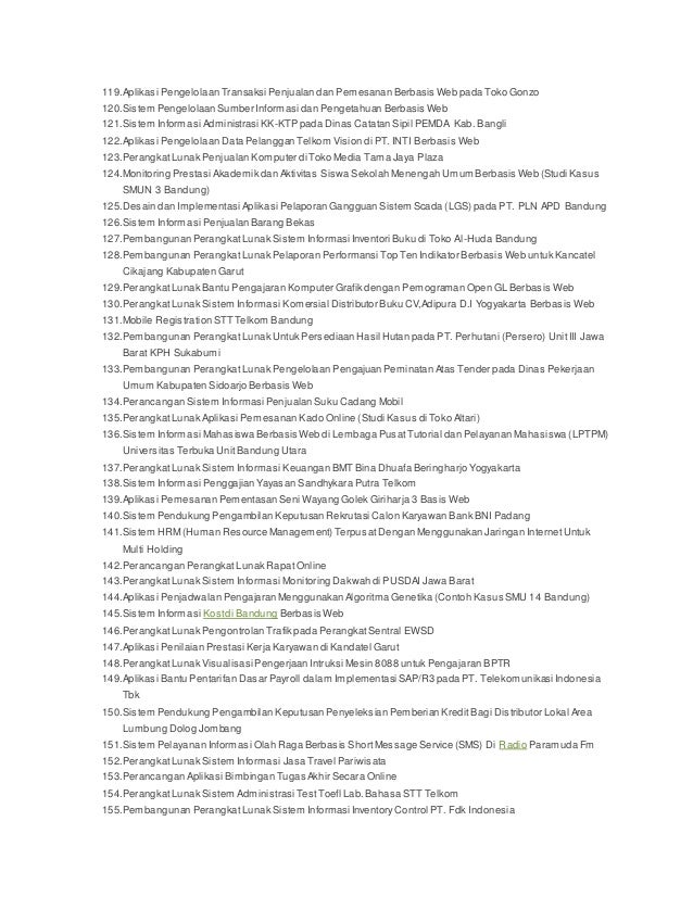 Judul Judul Skripsi Bidang Sistem Informasi