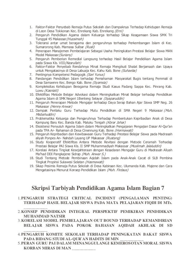 Judul judul skripsi pai