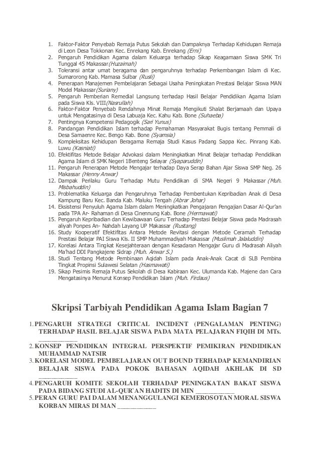 Contoh Proposal Judul Skripsi Tarbiyah