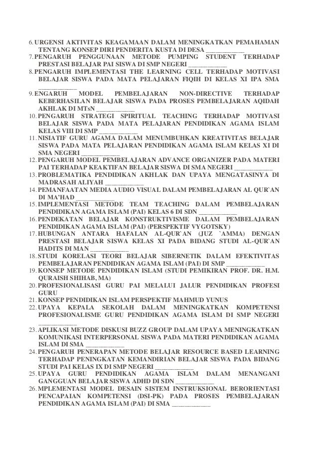 Judul Judul Skripsi Pai
