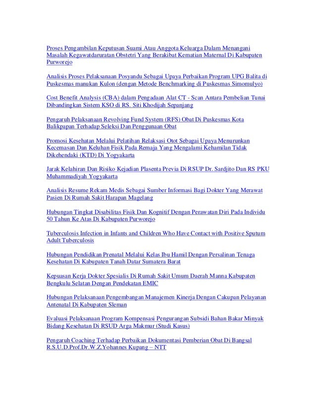Judul Skripsi Kesehatan Masyarakat