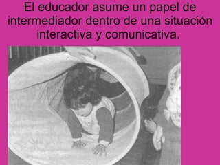 El educador asume un papel de intermediador dentro de una situación interactiva y comunicativa.   