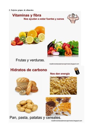 2. Tarjetas grupos de alimentos
 