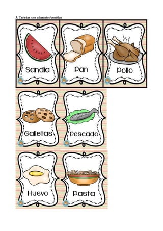 3. Tarjetas con alimentos/comidas
 