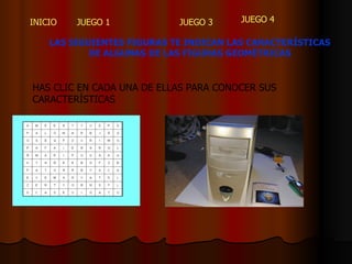 LAS SIGUIENTES FIGURAS TE INDICAN LAS CARACTERÍSTICAS DE ALGUNAS DE LAS FIGURAS GEOMÉTRICAS HAS CLIC EN CADA UNA DE ELLAS PARA CONOCER SUS CARACTERÍSTICAS 