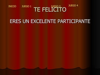 TE FELICITO ERES UN EXCELENTE PARTICIPANTE 