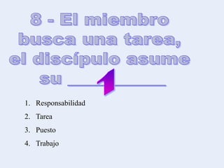 1. Responsabilidad
2. Tarea
3. Puesto
4. Trabajo
 