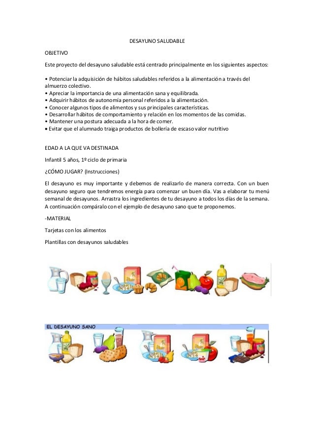 Juego desayuno saludable