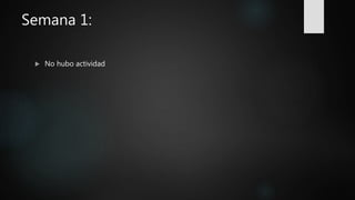 Semana 1:
 No hubo actividad
 