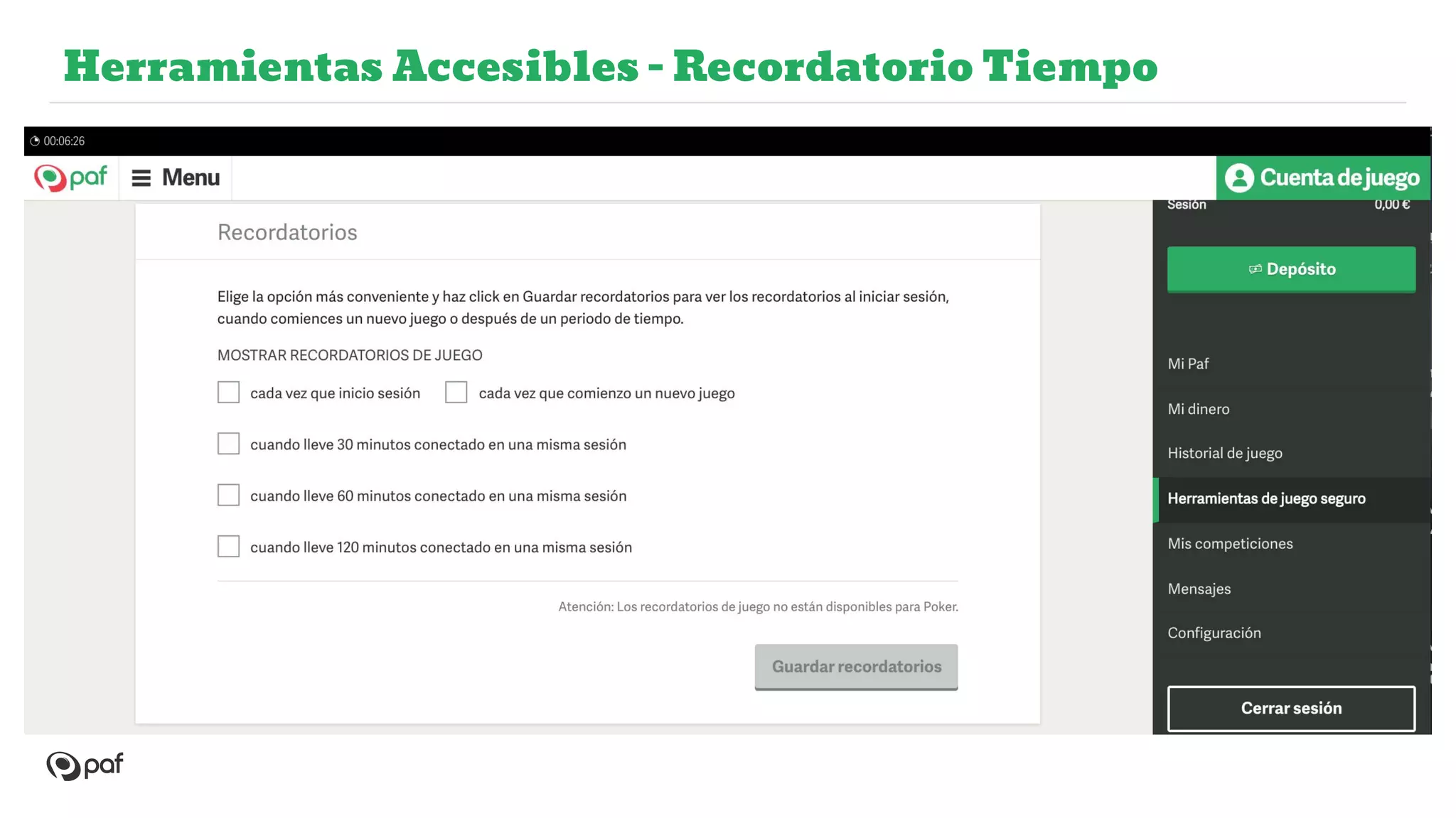 Juego Responsable en Paf