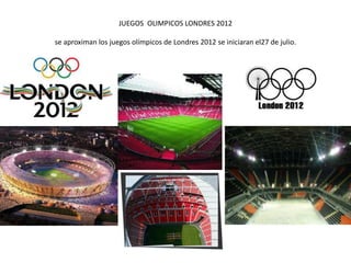 JUEGOS OLIMPICOS LONDRES 2012

se aproximan los juegos olímpicos de Londres 2012 se iniciaran el27 de julio.
 