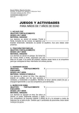 Juegos y actividades de Educación Física para niños de 8 años