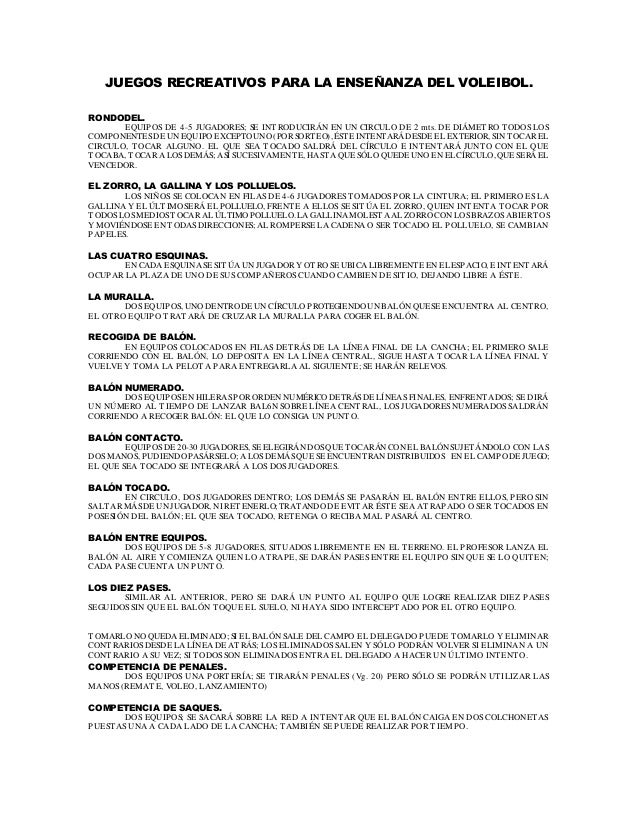 Juegos Recreativos Para La Ensenanza Del Voleibol