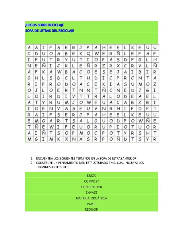 juegos sobre el reciclaje