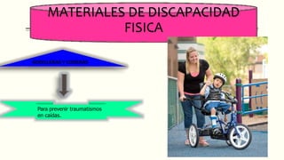 RODILLERAS Y CODERAS
MATERIALES DE DISCAPACIDAD
FISICA
Para prevenir traumatismos
en caídas.
 