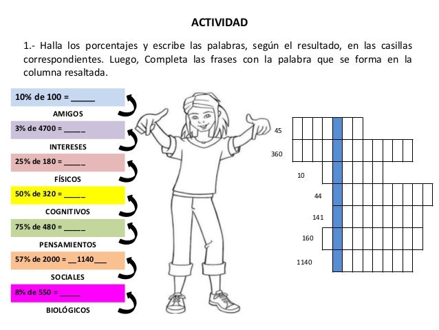 ACTIVIDAD PORCENTAJE Y CAMBIOS EN LA ADOLESCENCIA