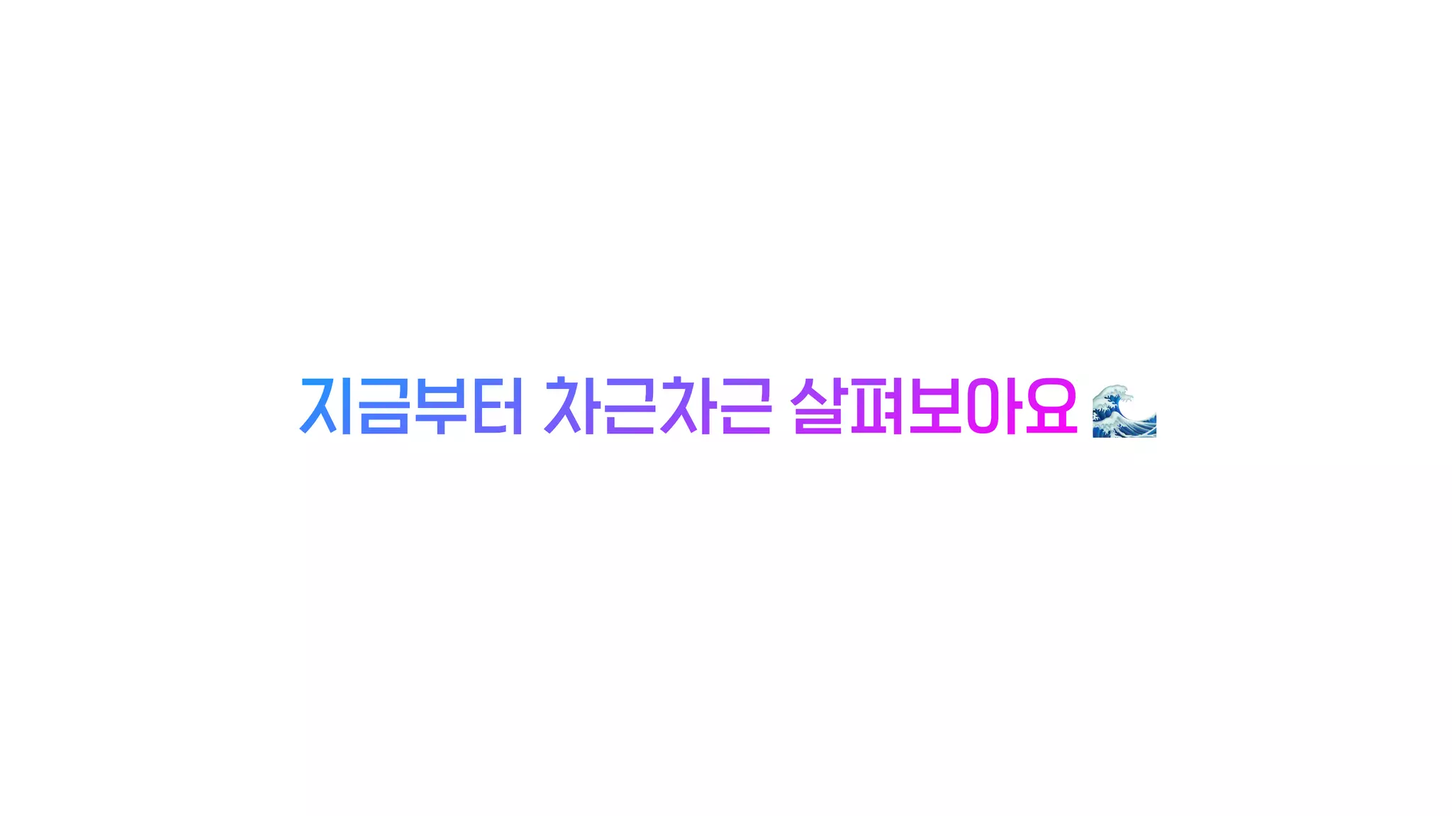 지금부터 차근차근 살펴보아요 🌊
 