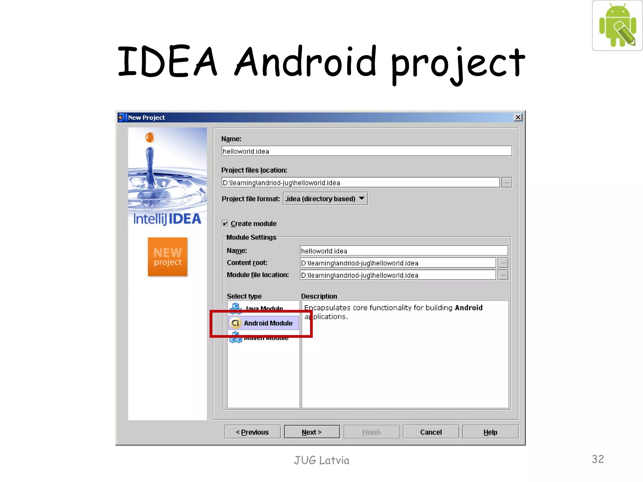 IDEA Android project JUG Latvia 