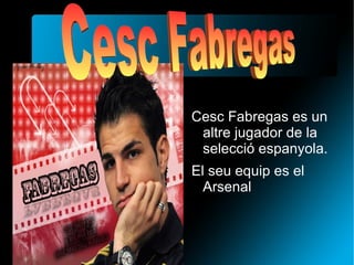 <ul><li>Cesc Fabregas es un altre jugador de la selecció espanyola. 