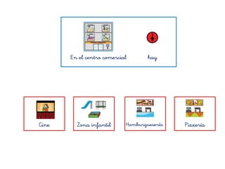 En el centro comercial hay
PizzeríaZona infantilCine Hamburguesería
 
