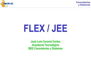 FLEX / JEE José Luis Coronel Cortes Arquitecto Tecnológico BEE Concretorías y Sistemas 