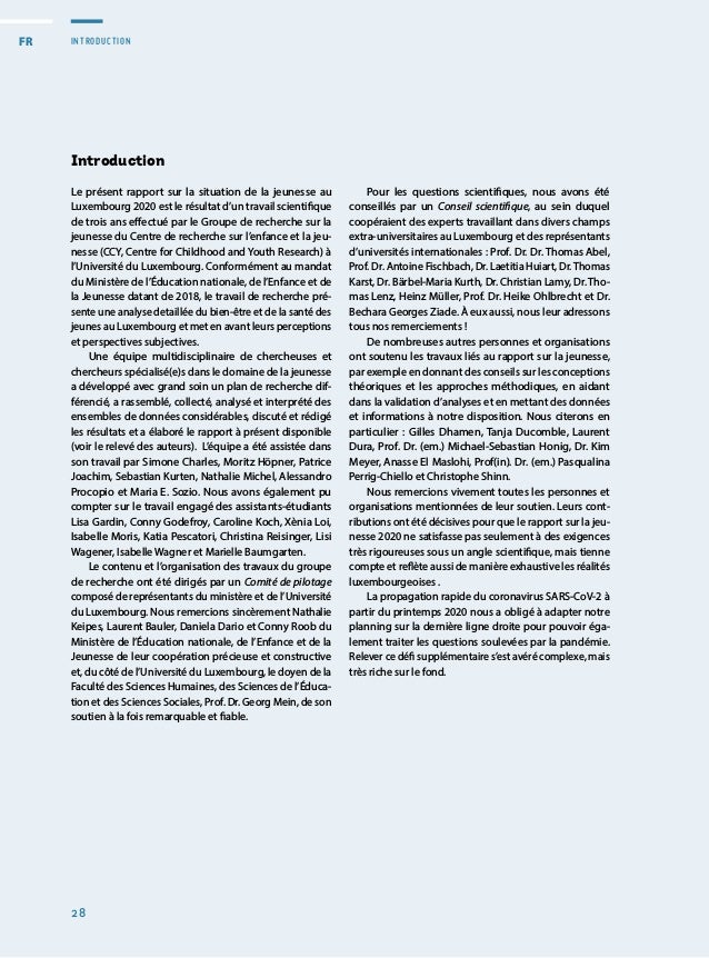 WICHTIGE ERGEBNISSE
AUS KAPITEL 2
	
- Der luxemburgische Jugendbericht 2020 beinhaltet eine umfassende
Beschreibung des Wo...