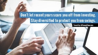 Don’t let recent years scare you off from investing. 
S tay diversified to protect you from swings. 
Tweet by @YoungFinances 
 