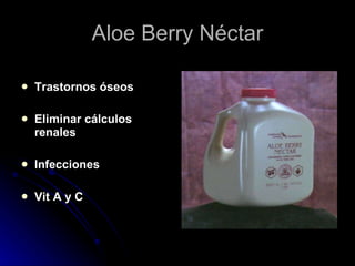 Aloe Berry Néctar Trastornos óseos Eliminar cálculos renales Infecciones Vit A y C 