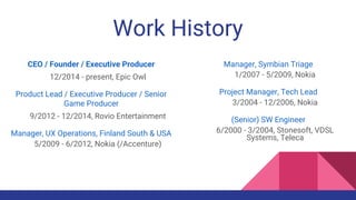 Key Achievements
Lead Epic Owl’s ambitious mobile free-to-play
multiplayer strategy game Starside Arena from scratch
to launch in 10 months.
Outstanding
production
of Starside
 