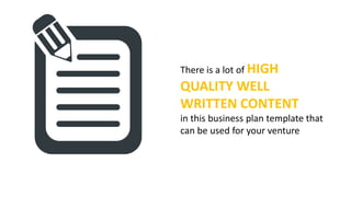 There is a lot of HIGH
QUALITY WELL
WRITTEN CONTENT
in this business plan template that
can be used for your venture
For more information, to read product reviews and to order visit:
http://www.juicebarbusinessplan.info/
or
https://www.fiverr.com/jssnetbay/deliver-a-juice-bar-business-plan
 