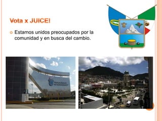 Vota x JUICE!Nuestro equipo de apoyo de quinto semestre:Jemima Castillo RamirezDante MejiaValeria Alvarado Galvan