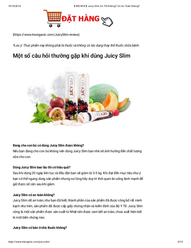 Juicy Slim Có Tốt Không Và Có An Toàn Cho Cơ Thể Không