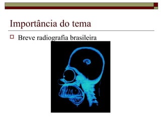 Importância do tema
 Breve radiografia brasileira
 