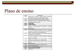 Plano de ensino
 