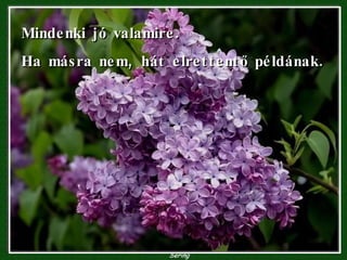 Mindenki jó valamire. Ha másra nem, hát elrettentő példának. 