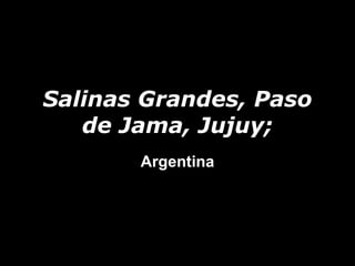 Salinas Grandes, Paso de Jama, Jujuy; Argentina 