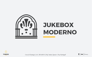 JUKEBOX
MODERNO
Corso di Ecodesign | A.A. 2014/2015 | Prof. Andrea Spatari e Troy Nachtigall
 