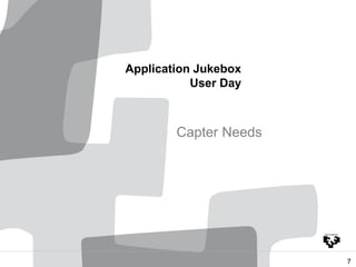 Application Jukebox
User Day
7
Capter Needs
 